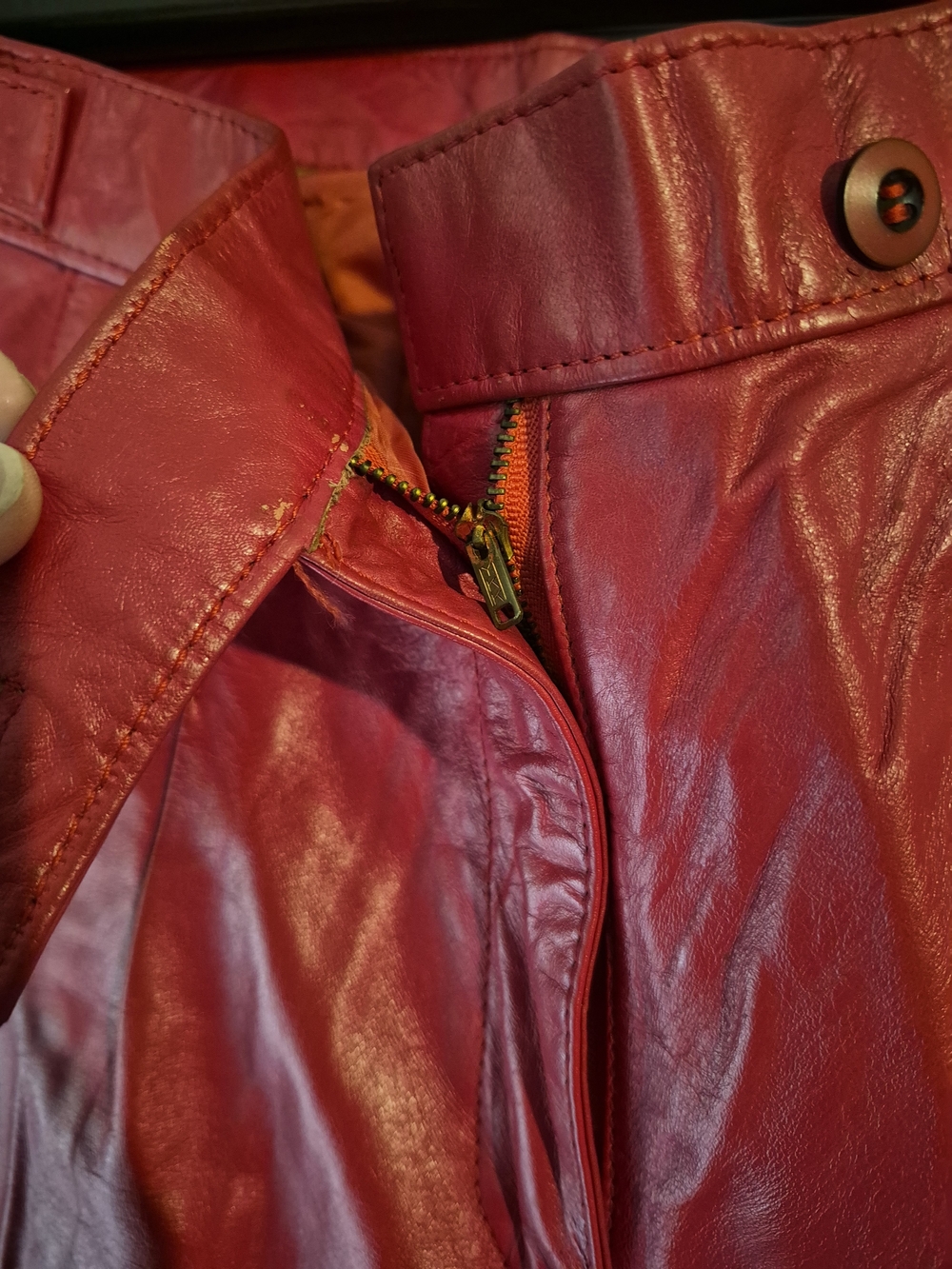 Wilsons Leather Hot Pink Leather Jacket and Pants Set with Contrast Piping - Picture 8 of 12
